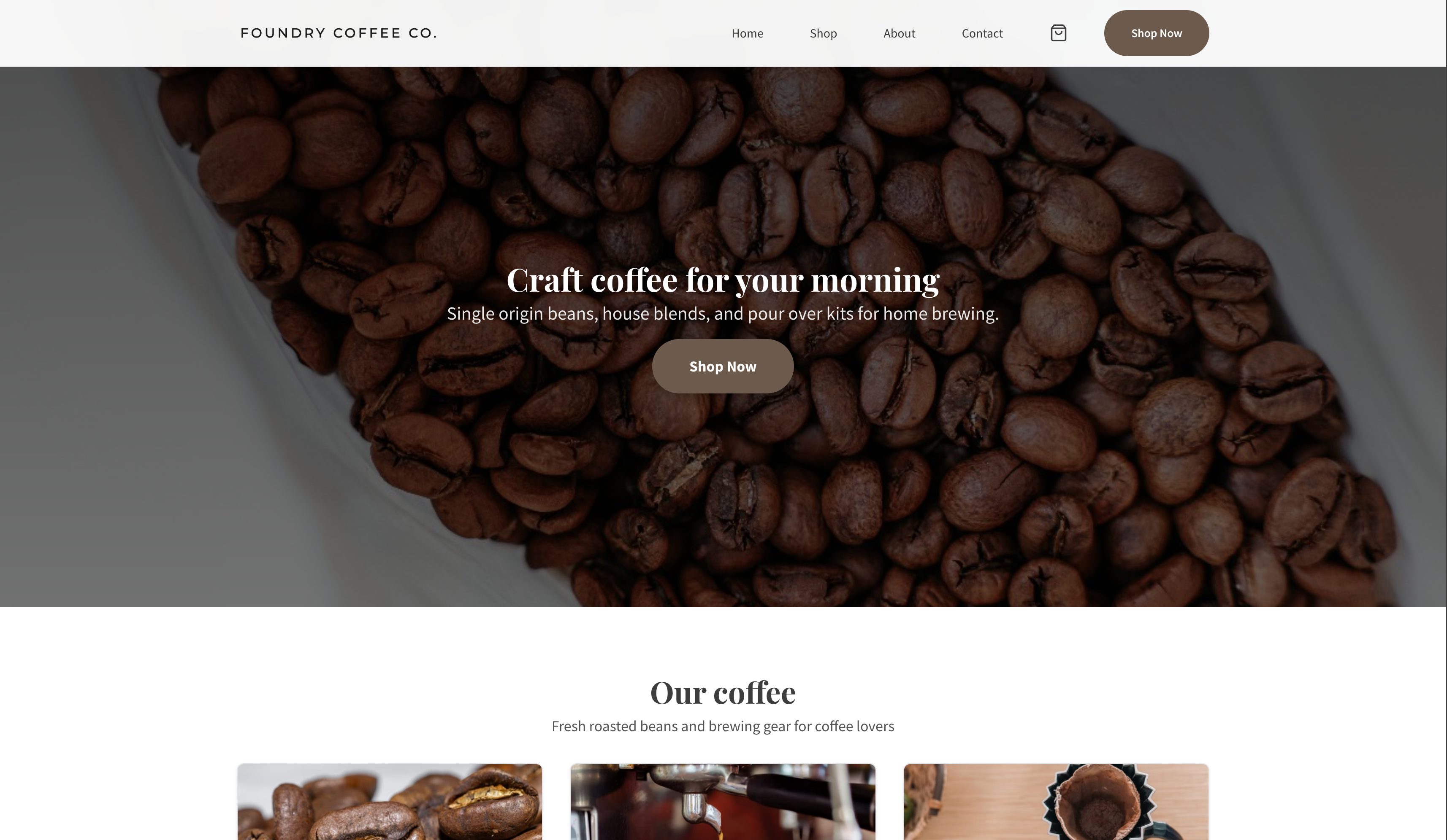 Foundry Coffee Co. example website